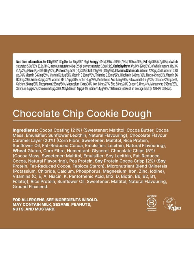 Huel Complete Nutrition Bar, 12 x 55g Bars, Chocolate Chip Cookie Dough, High Protein Bar, Plant-Based Protein Bars, Low Sugar, High Fibre, High Protein Snack with Vegan Chocolate, Under 200 Calories - Image 2